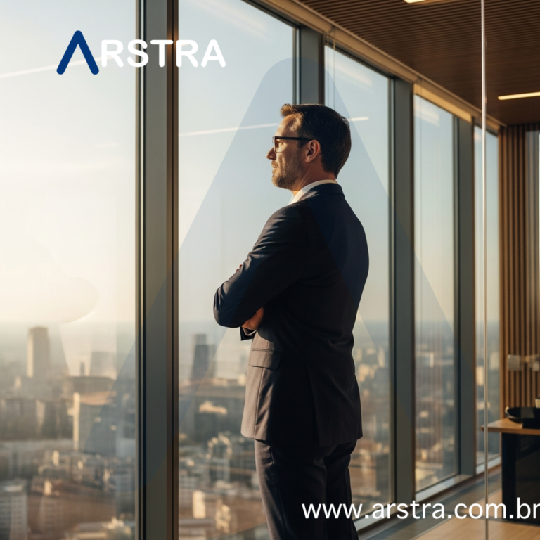 Profissional de terno escuro em ambiente corporativo moderno, simbolizando transição de cargo e crescimento na carreira